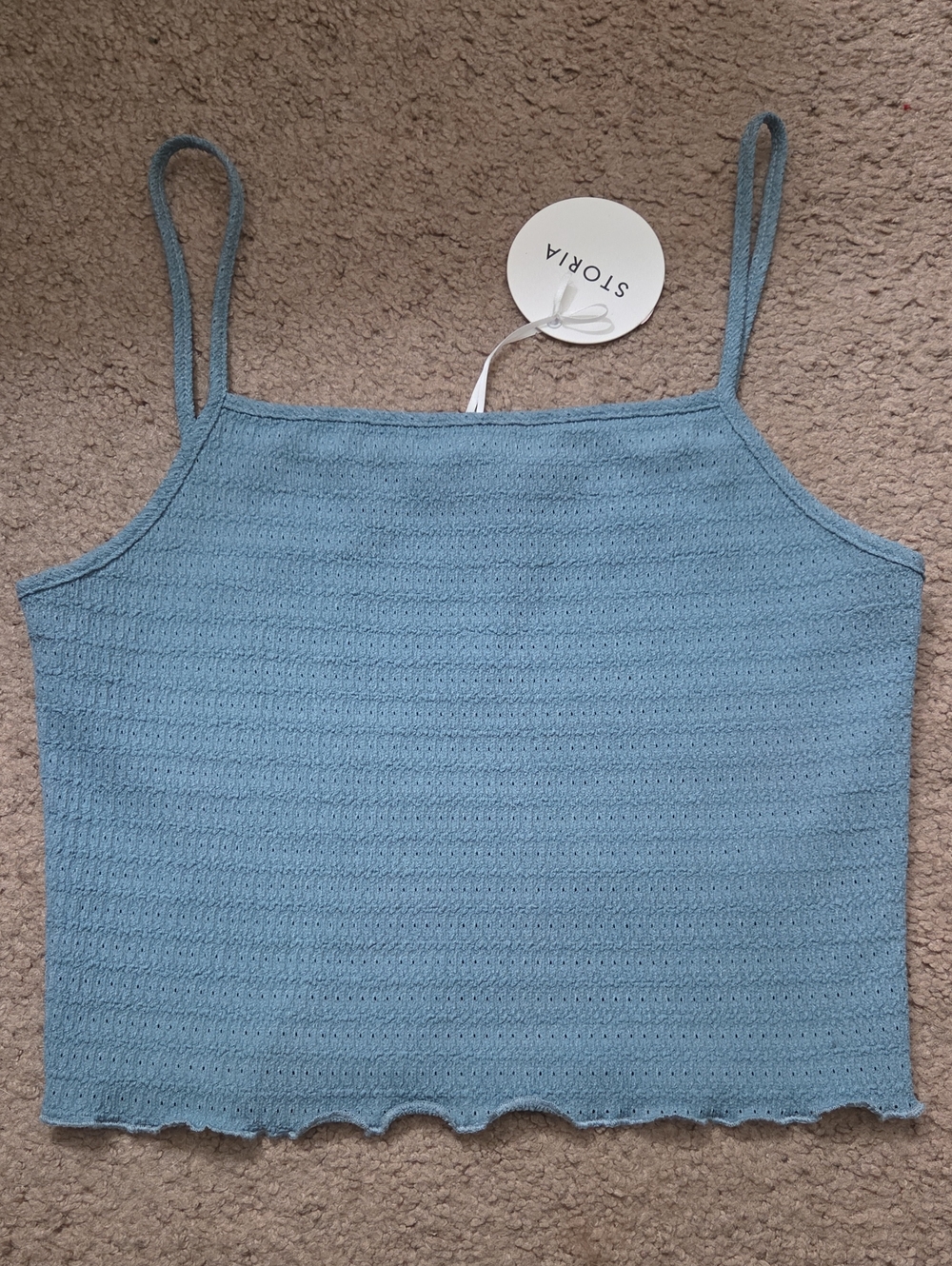 *NWT* Storia Light Blue Knit Cropped Cami with Spaghetti Straps